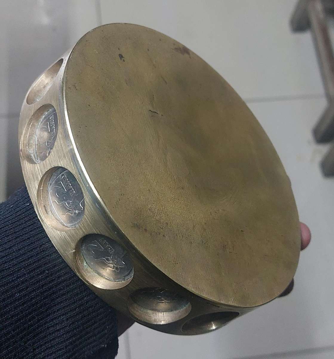 super heavy brass hand made with R2 coins