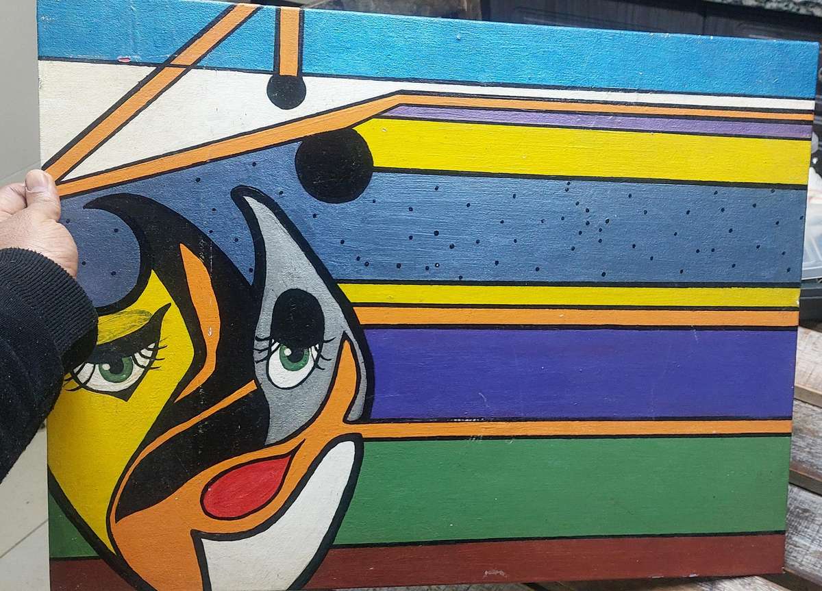 Large canvas painting details in picture and size