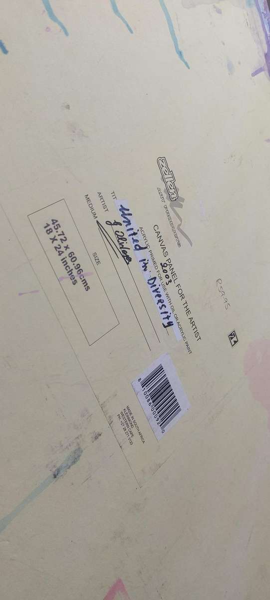 Large canvas painting details in picture and size