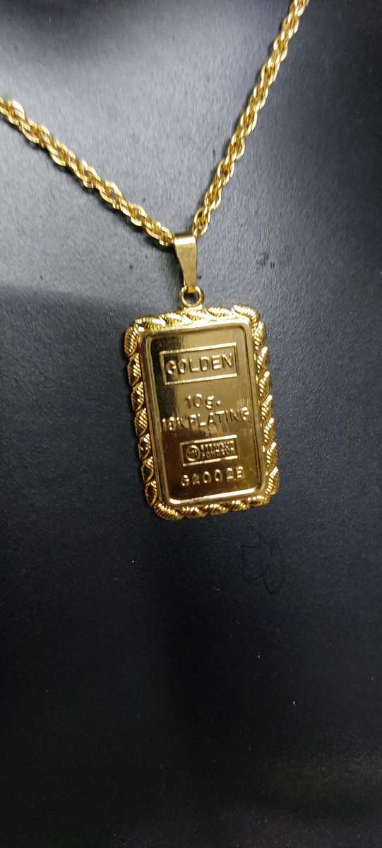 Gold plate gold bar pendant and chain