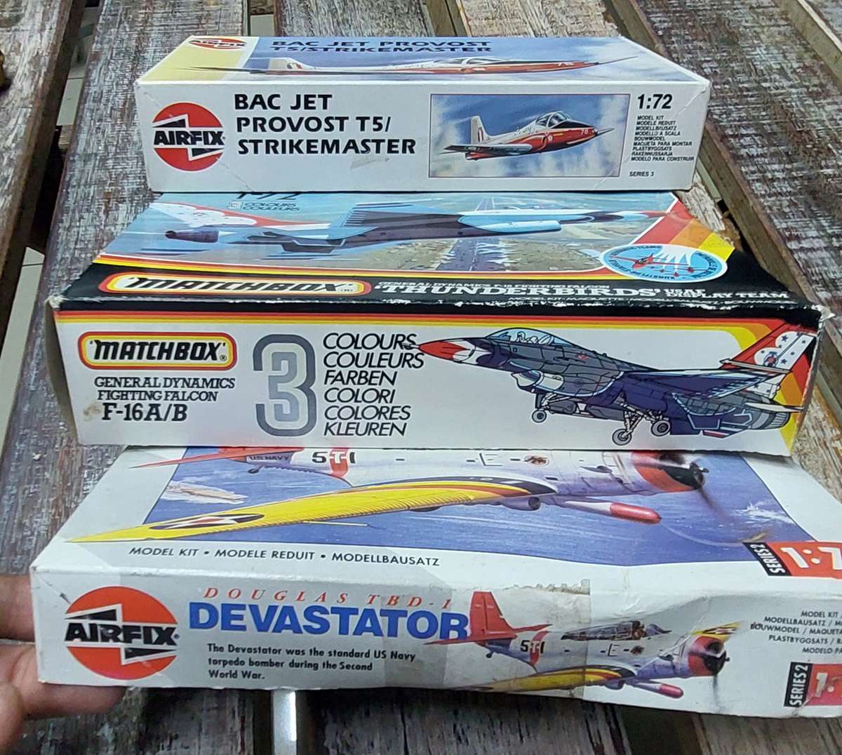 Vintage airfix and matchbox model planes boxed