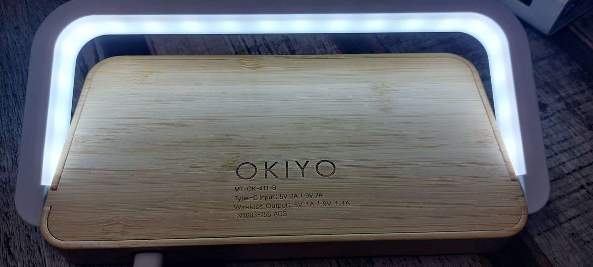Never used Okiyo bamboo night light  and wireless charger