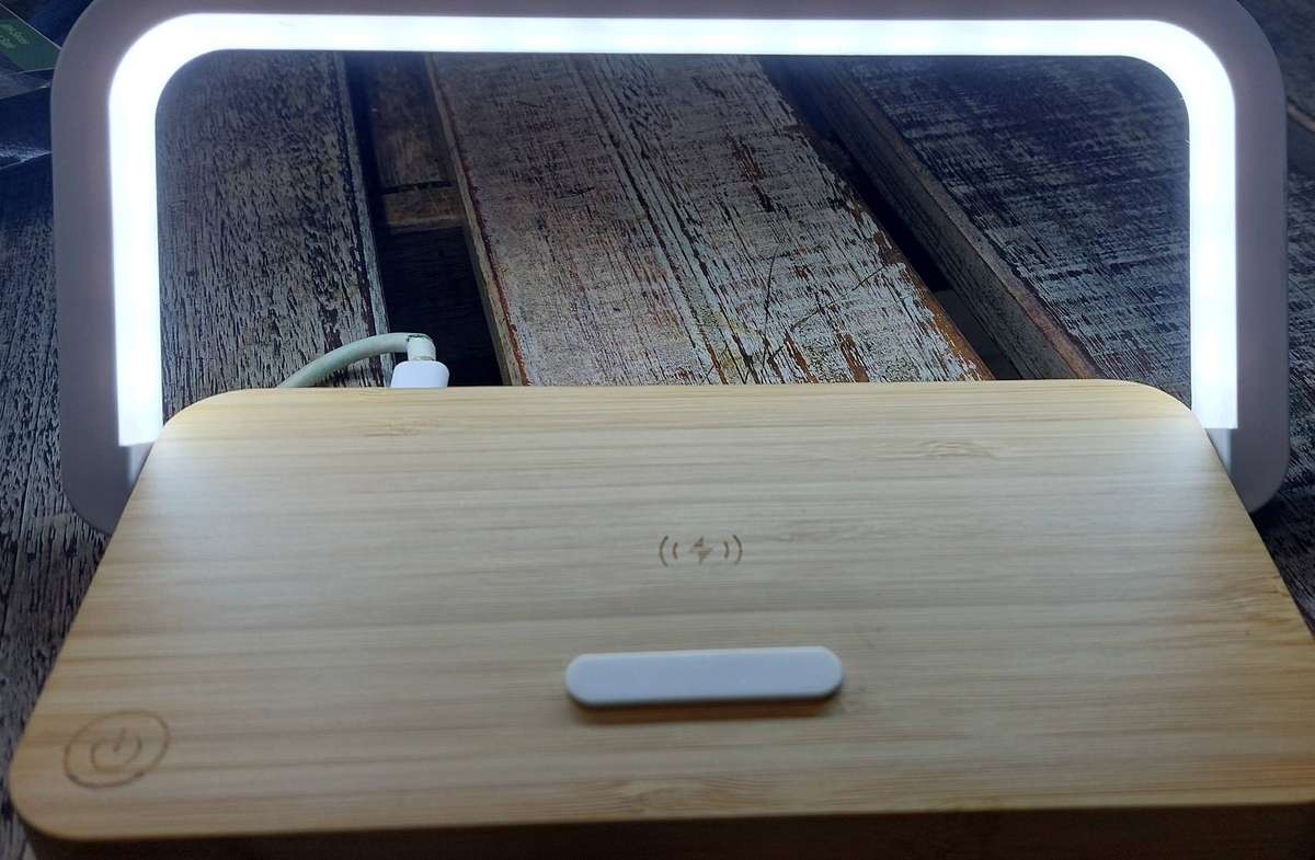 Never used Okiyo bamboo night light  and wireless charger