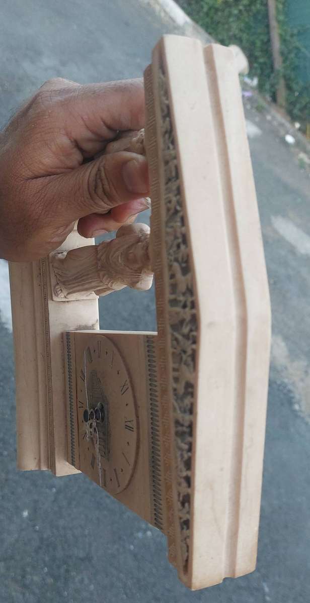 Rare High Quality Alabaster Mantel Clock with 2 Carved KARYATIS Ancient Greek