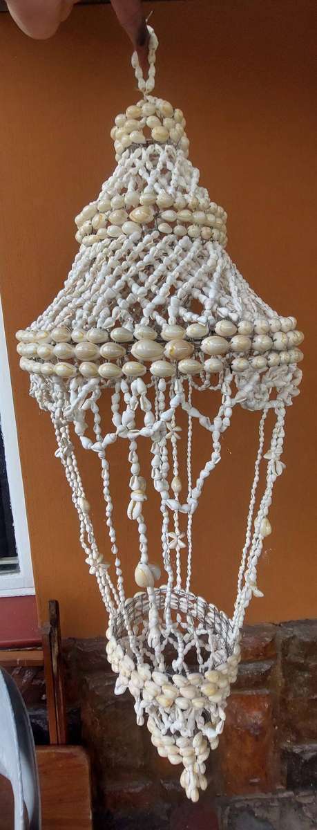 Vintage 70s Seashell Macrame Chandelier/Planter