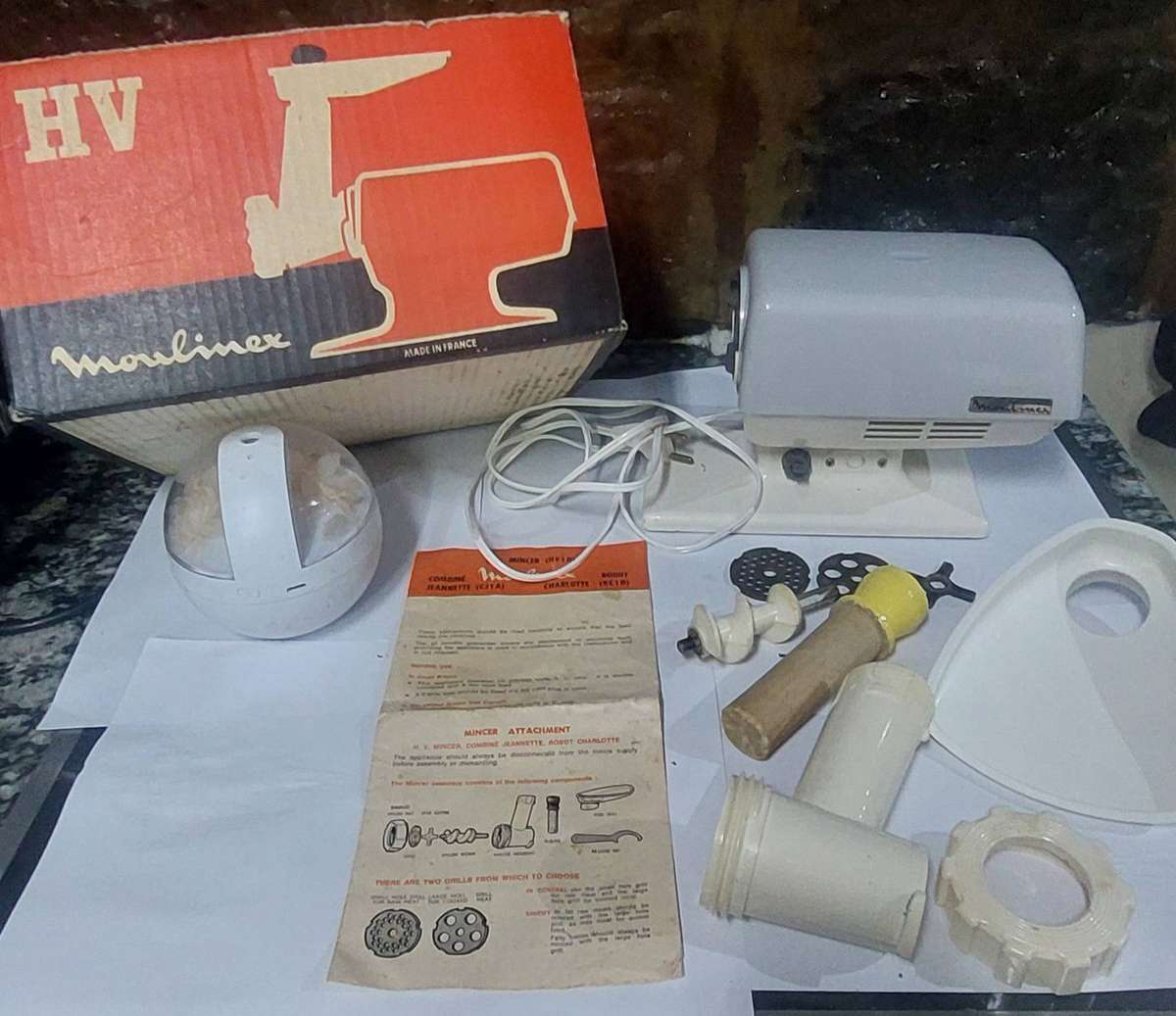 Vintage 1967 LIKE NEW boxed Moulinex Jeannette Meat Grinder