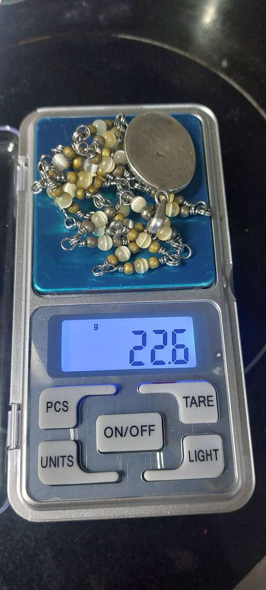 Vintage 925 silver mother of pearl pendant and chain