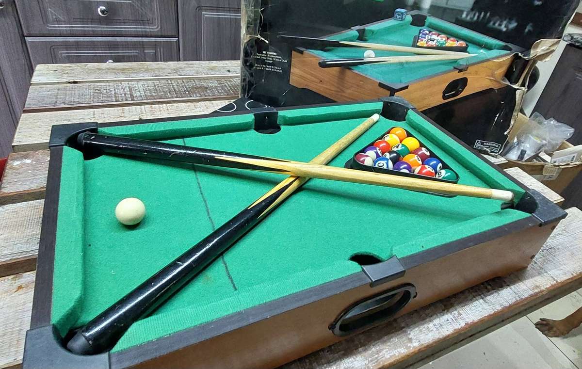 Mini Tabletop Wood Billiards Pool Table Game For Kids