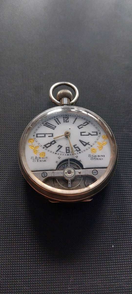 925 silver Hebdomas  8-day Pocket Watch