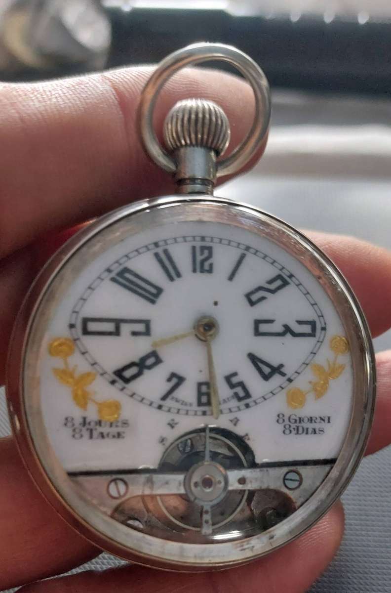 925 silver Hebdomas  8-day Pocket Watch