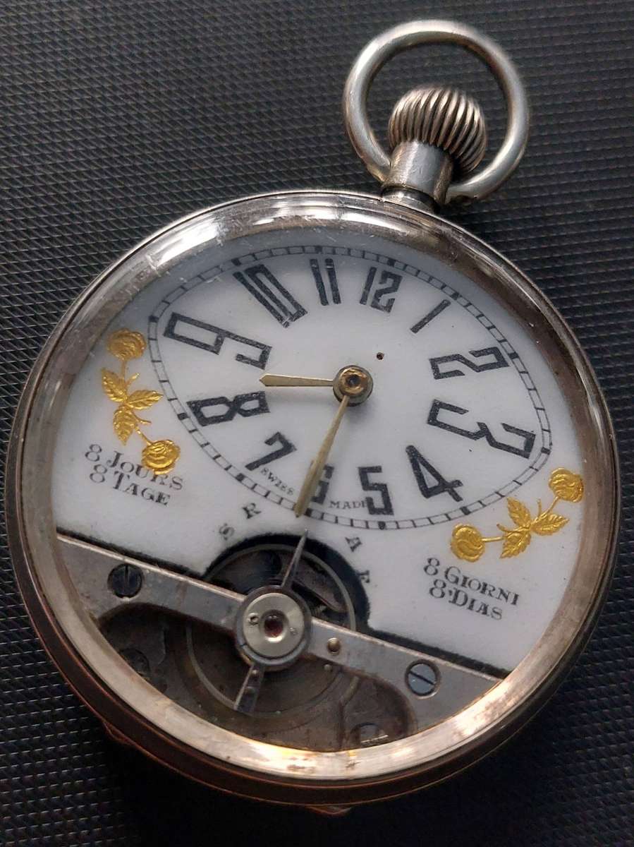 925 silver Hebdomas  8-day Pocket Watch
