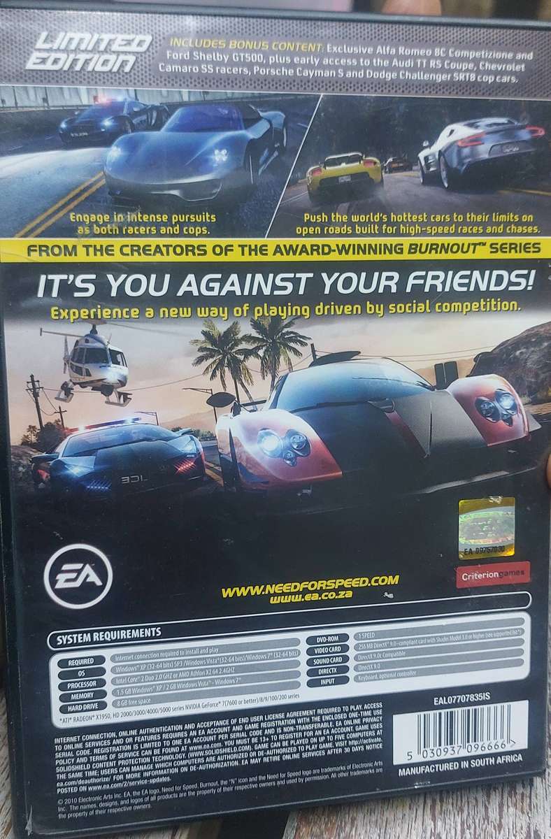 Limited edition need for speed hot pursuit game pc
