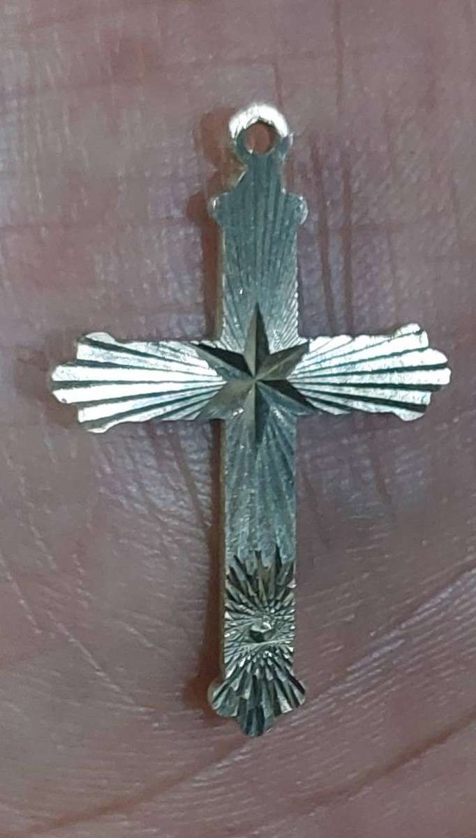 Solid brass cross with Starburst pendant