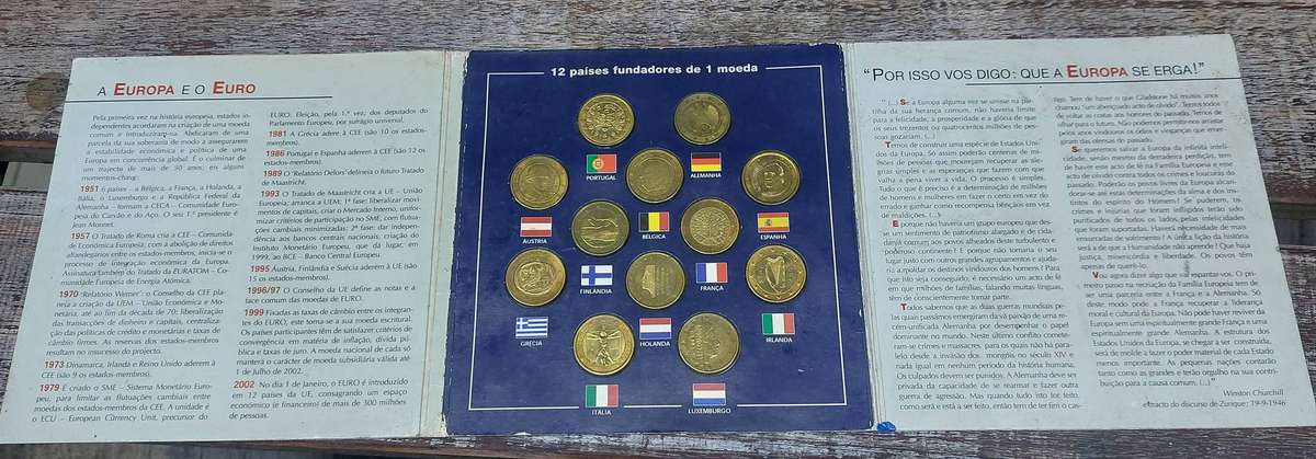 Vintage 1 euro coins from the 12 founding countries never opened sealed