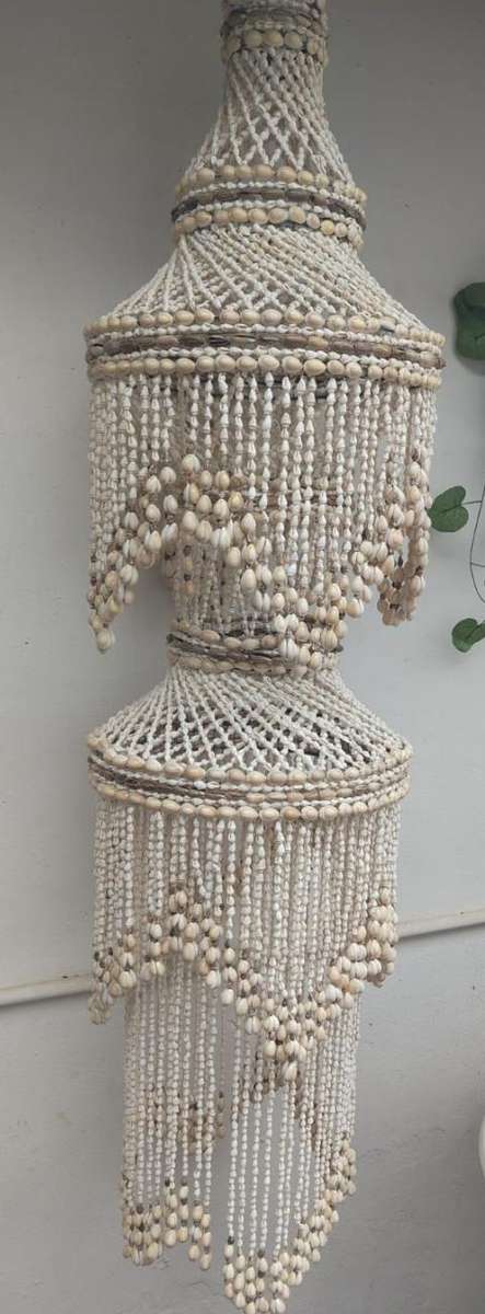 Large sea shell puka Macrame chandelier/or lights