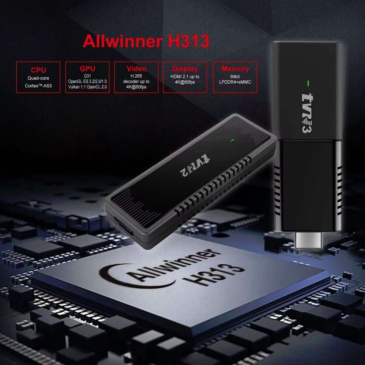 4K ANDROID TV TVR TV STICK 2.4/5G WIFI 13.0 2GB+16GB