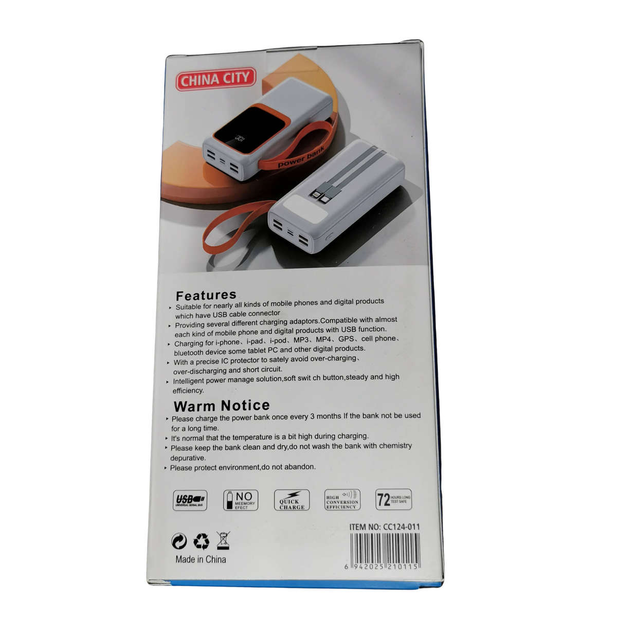 60,000mAh Ultra High-Capacity Powerbank with Built-in Cables & LED Display