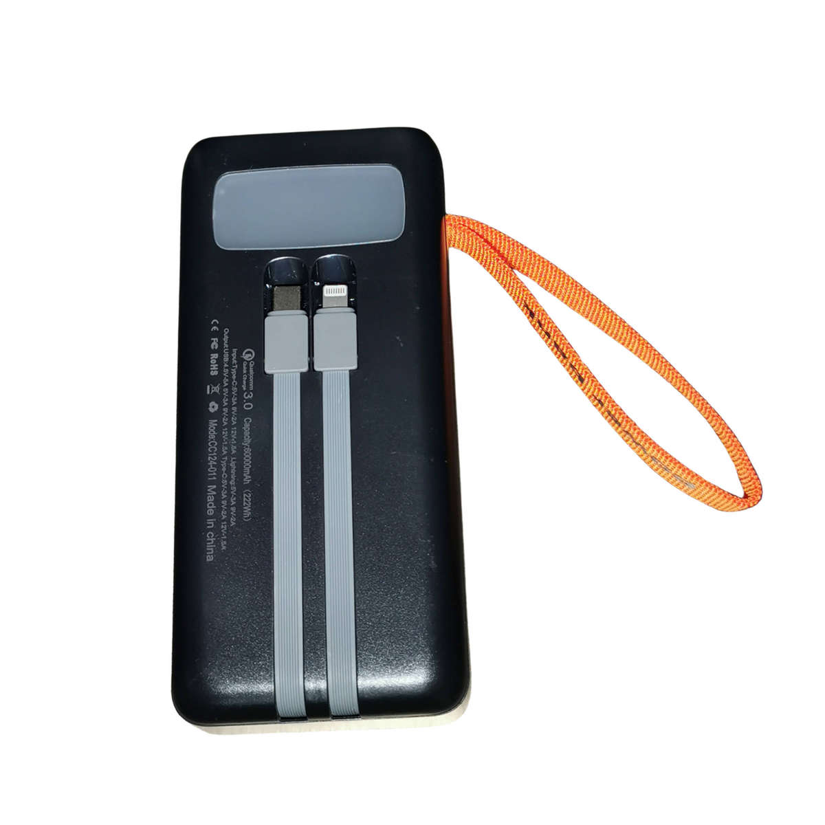 60,000mAh Ultra High-Capacity Powerbank with Built-in Cables & LED Display