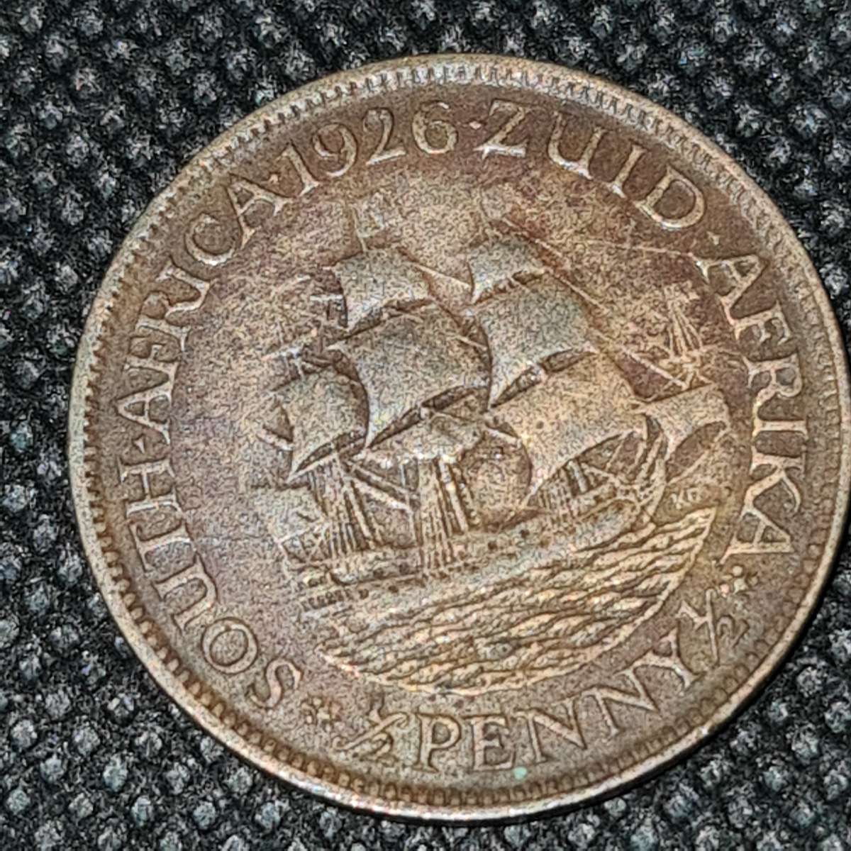 1926 South African 1/2 Penny George V LOW Mintage