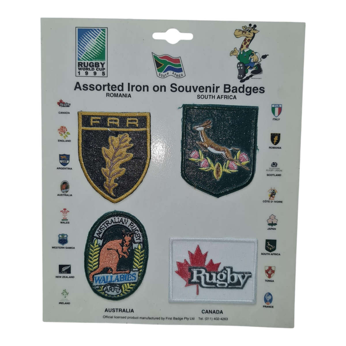 12 × ASSORTED 1995 RUGBY WORLD CUP SOUVENIR BADGES
