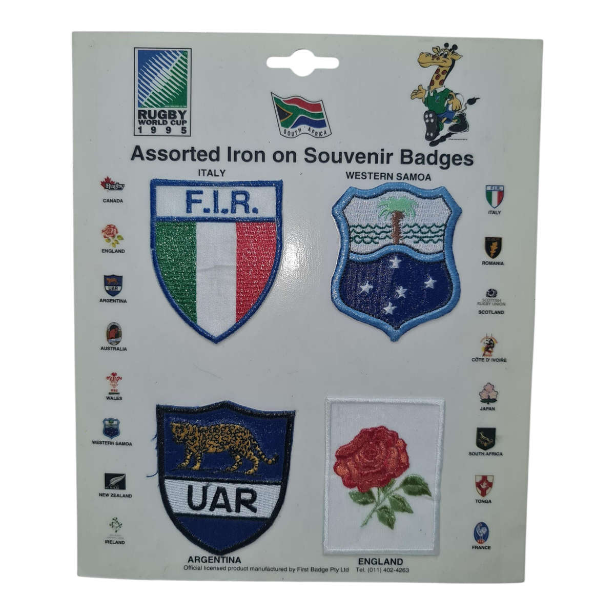 12 × ASSORTED 1995 RUGBY WORLD CUP SOUVENIR BADGES