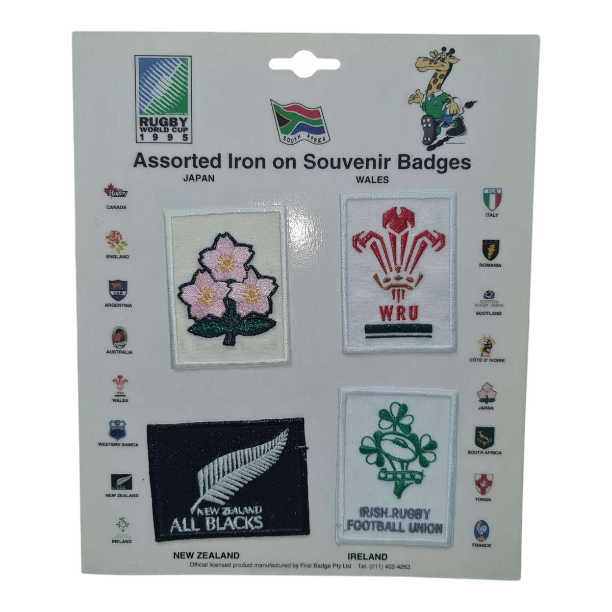12 × ASSORTED 1995 RUGBY WORLD CUP SOUVENIR BADGES