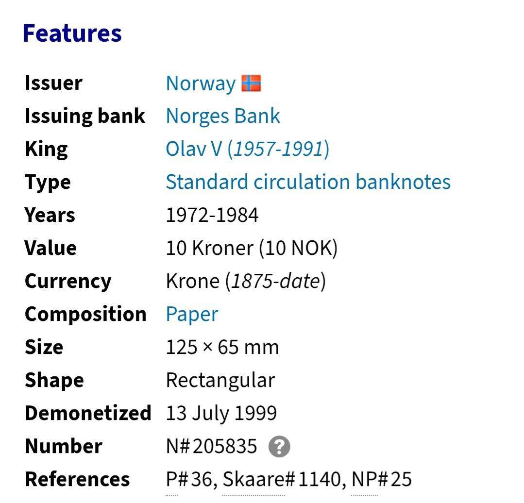 Norway 1974 10 Kroner Note UNC Prefix A - Scandinavian Banknote