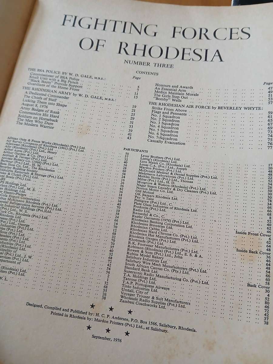 FIGHTING FORCES OF RHODESIA 3 copies