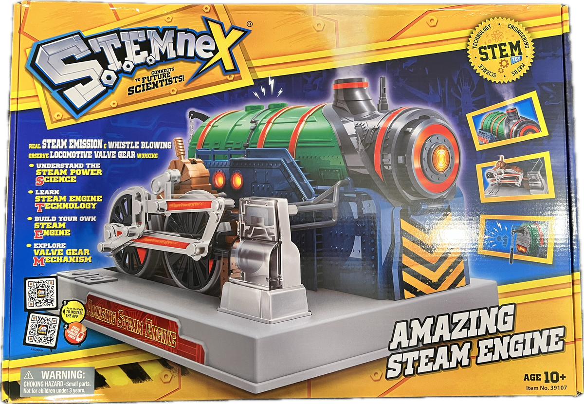 Locomotive steam engine with working steam emission & whistle blowing, self assembly model