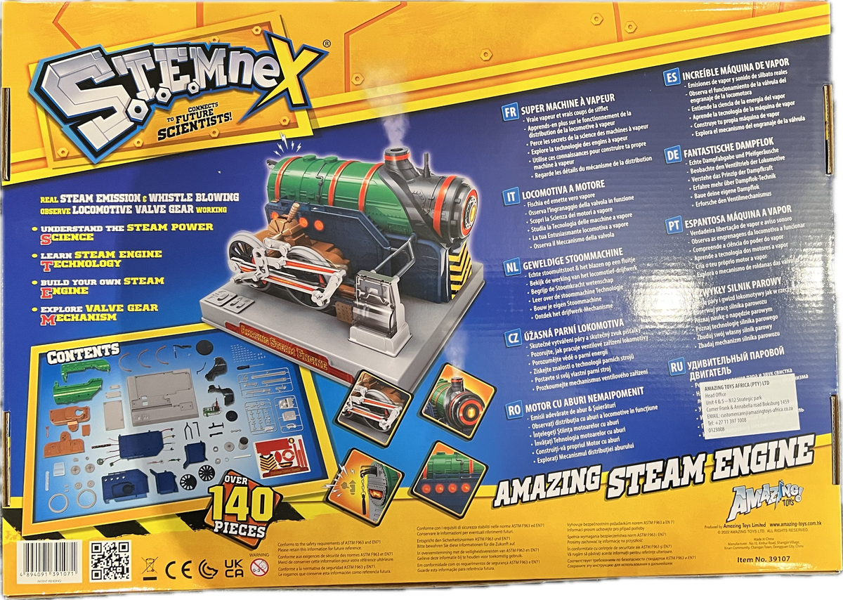 Locomotive steam engine with working steam emission & whistle blowing, self assembly model