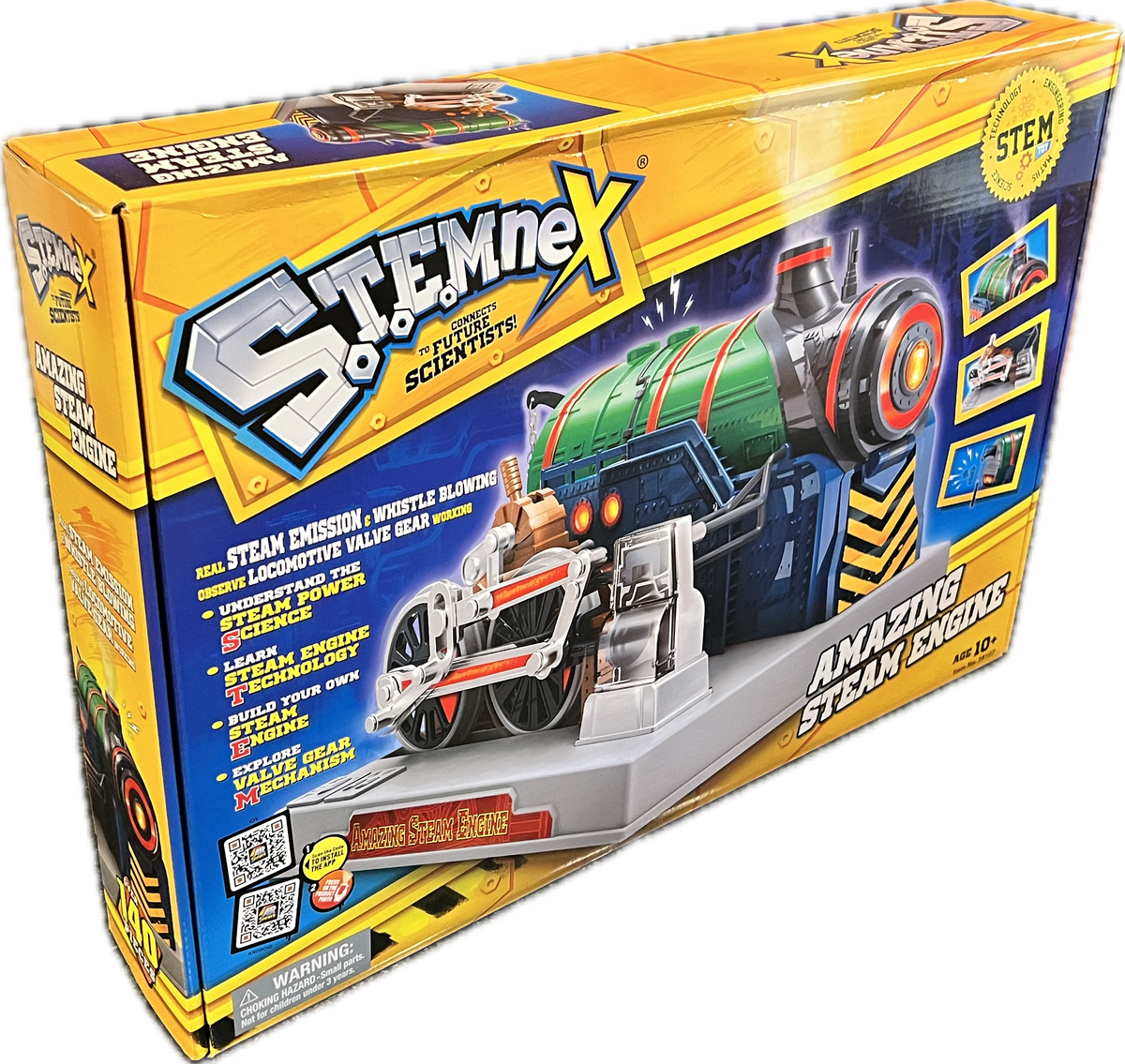 Locomotive steam engine with working steam emission & whistle blowing, self assembly model