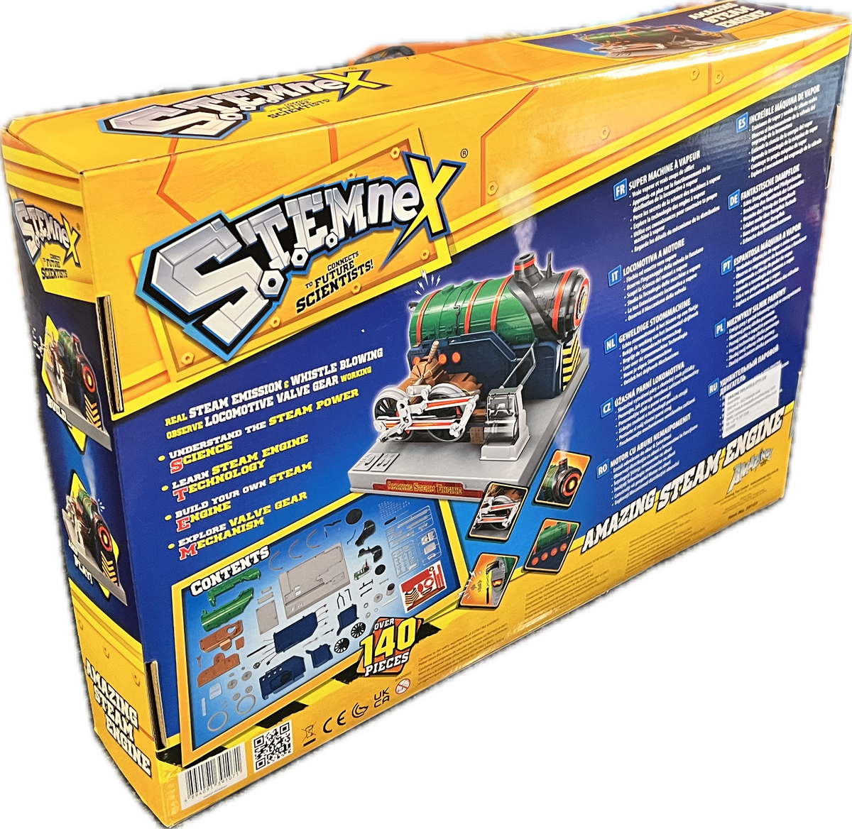 Locomotive steam engine with working steam emission & whistle blowing, self assembly model