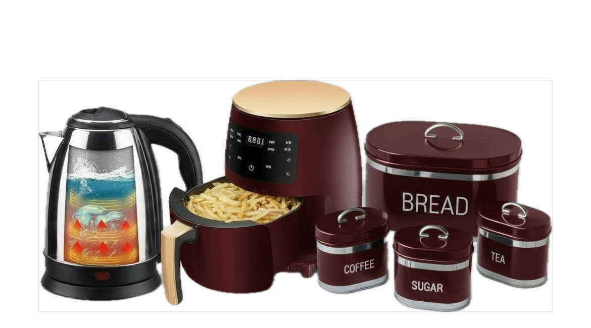 AIR FRYER COMBO 1 ELECTRIC KETTLE AND 4 PCS BREAD BIN