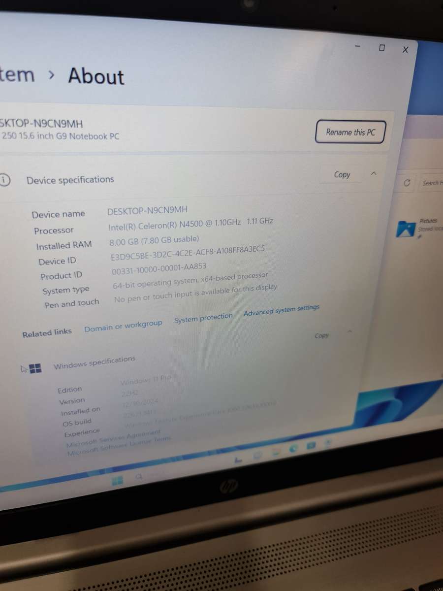 HP 250 G9 -N4500 256GB SSD 8GB RAM 15.6" FHD Laptop - Silver