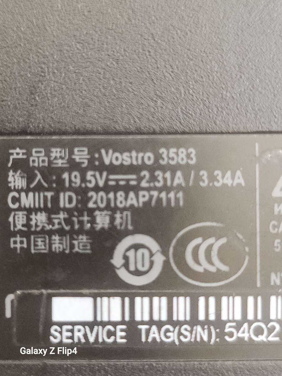 Dell Vostro 3583 LAPTOP | Intel Core i5 8265U 8th Gen 1.8GHz | 4GB RAM | 250 SSD| 15.6` LAPTOP