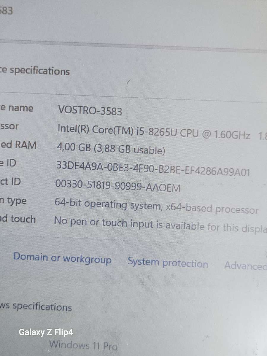 Dell Vostro 3583 LAPTOP | Intel Core i5 8265U 8th Gen 1.8GHz | 4GB RAM | 250 SSD| 15.6` LAPTOP
