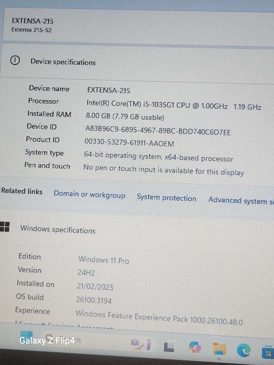 Acer extensa Core i5 10th gen 512nvme 8gig ram Windows 11 24h2