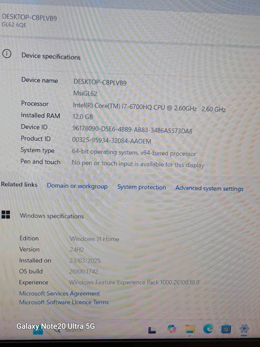 Msi Core i7 6th Gen Gaming laptop 1tb ssd 12gig ram