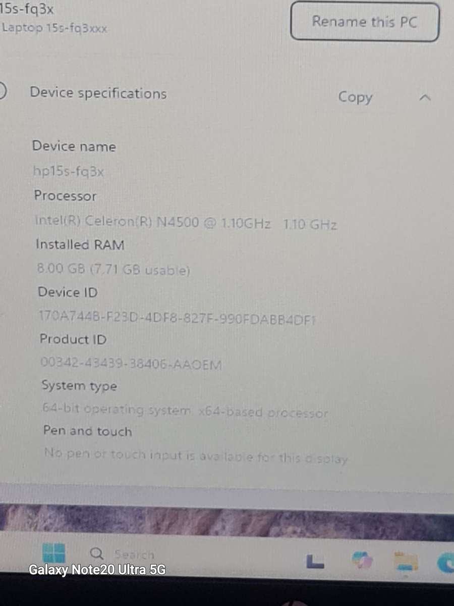 HP 15s | Intel Celeron 2.8Ghz, 8GB Ram, 512GB SSD, FHD