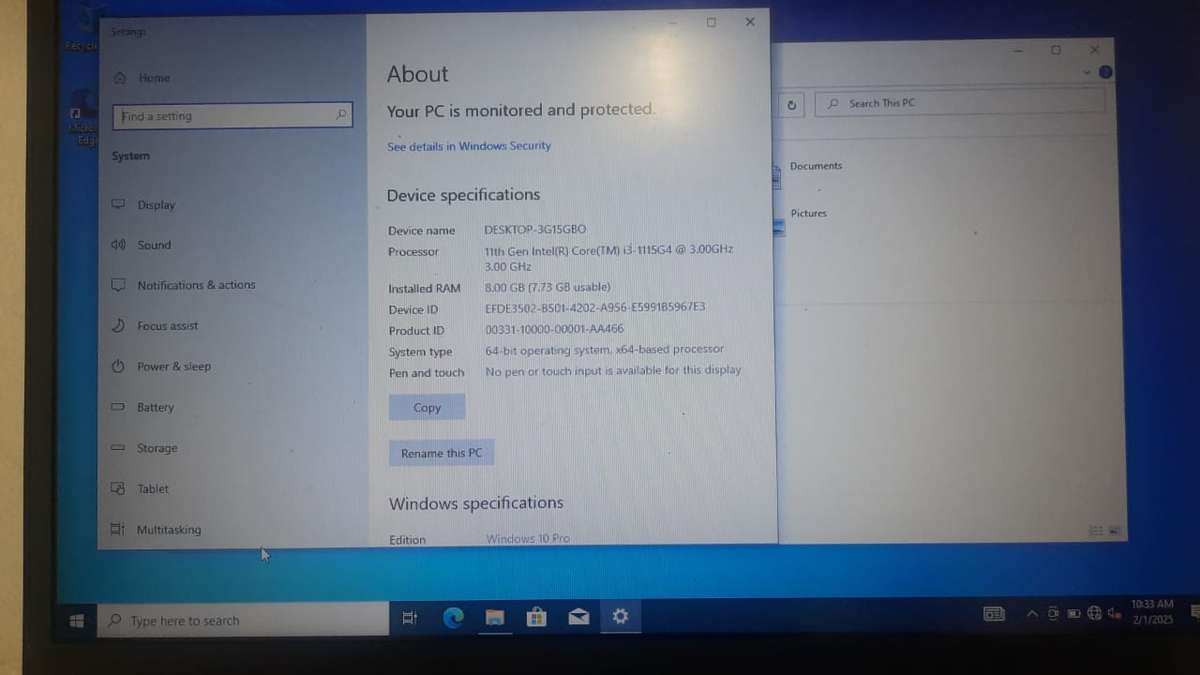 Dell Vostro 15 3000 Laptop. Intel Core i3 11Th Generation 250gig NVMe 8gig Ram