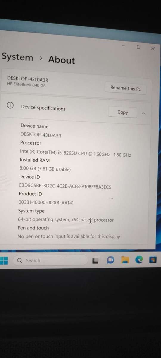 HP EliteBook 840 G6 Intel i5, 8th Gen  Laptop with Win 11