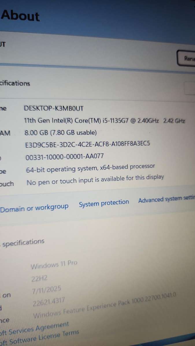 LENOVO IDEAPAD 3 CORE I5 11TH GEN 512NVME 8GIG RAM MICROSOFT WINDOWS 11 PRO 24H2
