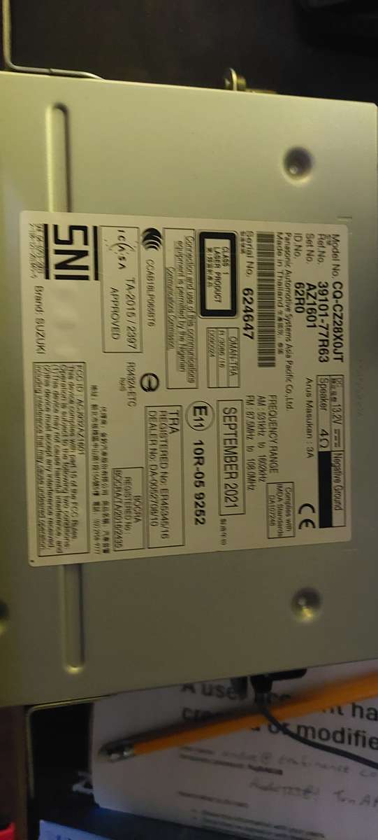 2018 - Current Suzuki Jimny Cd Player