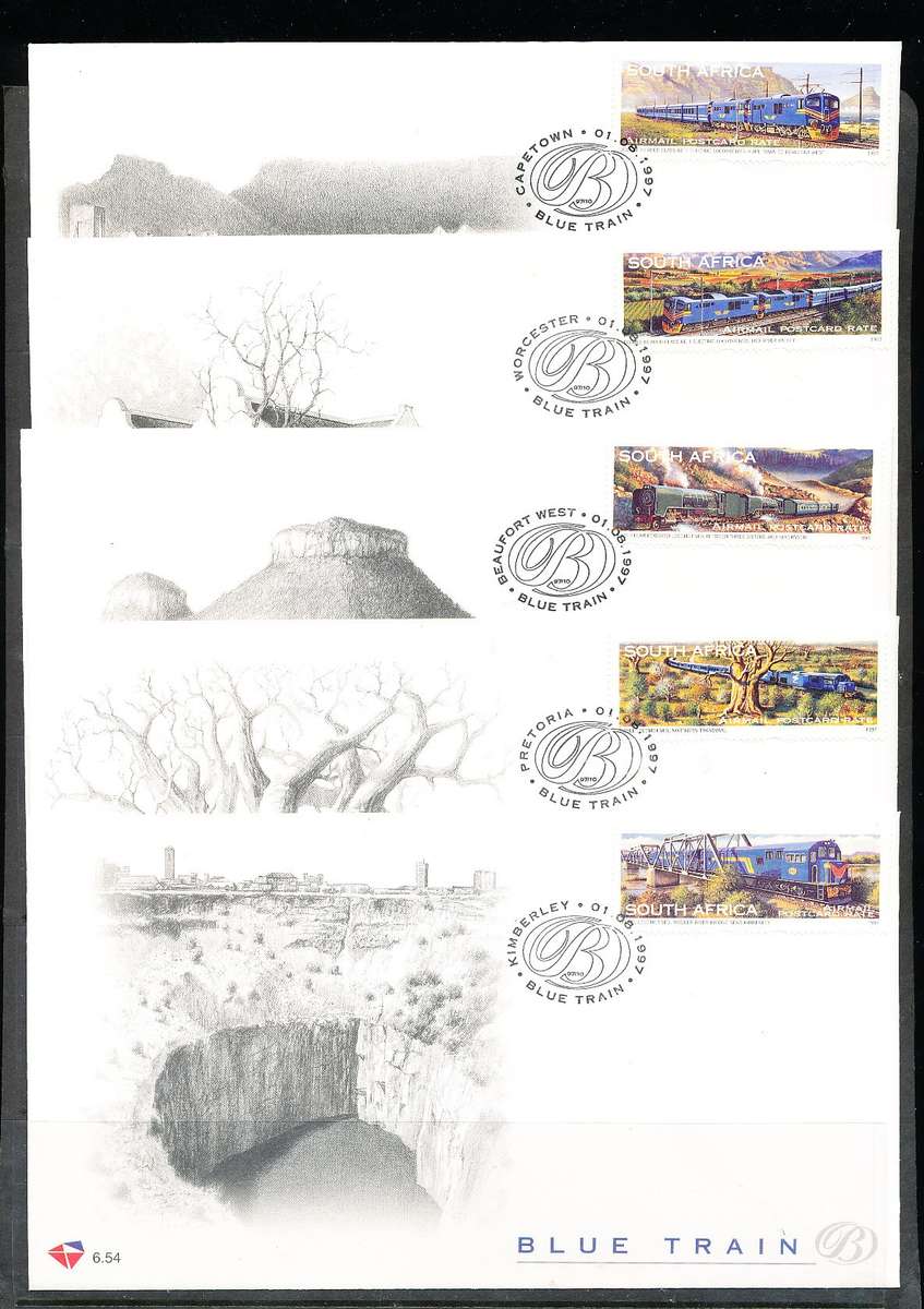 RSA -  1997  -    Blue Train  SET OF 5  F/D  COVERS - FINE  ITEMS