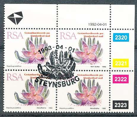 RSA -  1993  -    Flora - Succulents   C/BLOCK  - FINE   CTO  USED