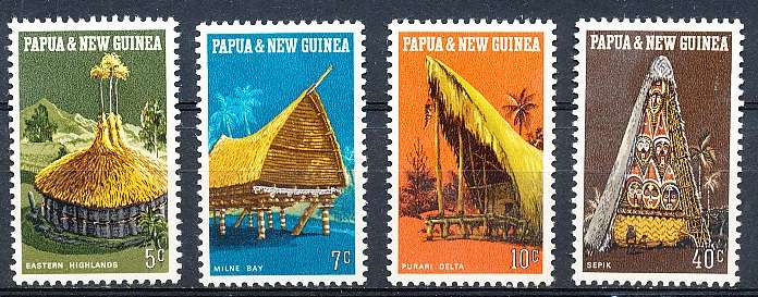 PAPUA NEW GUINEA 1971 -   Native Dwellings  FULL  SET    -   FINE MINT