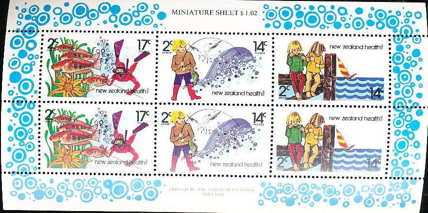 NEW ZEALAND   - 1980   Health Stamps - Fishing  MINI-SHEET  -   FINE MINT