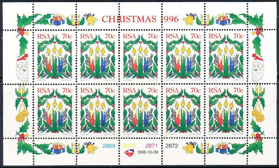 RSA  - 1996 -   Christmas   FULL SHEET  - FINE  MINT