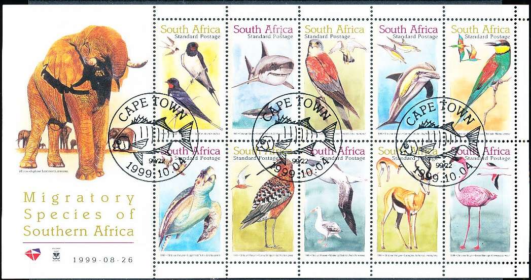 RSA  - 1999  -   Migratory Species   FULL SHEET  - FINE  CTO USED