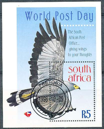 RSA -  1998  -  World Post Day  MINI-SHEET - FINE  USED